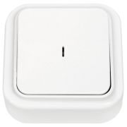 Выключатель 1-клавишный с подсветкой открытой проводки IP20 А110-214 Пралеска