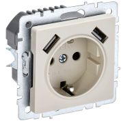 BRITE Розетка с з/к/ш 16А с USB A+A 3,1А РЮш10-2-БрКр беж. IEK