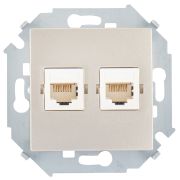 Simon 15 Шампань Розетка компьютерная 2-ая RJ45 кат.5е