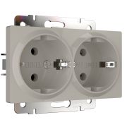 W1272004 Розетка двойная с заземлением (дымчатый)