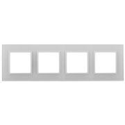Эра Elegance Рамка для розеток и выключателей 14-5104-01 на 4 поста, стекло, белый+белый