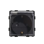 Розетка  с заземлением Schuko с крышкой  250В,16А,IP-44. чёрный матовый QUADRO