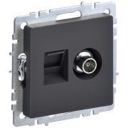 IEK BRITE BASE Графит Розетка двойная TV+RJ45 кат.5E РТВ/РК12-БрГ.