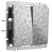 W1222006/ Выключатель двухклавишный проходной (hammer серебряный)