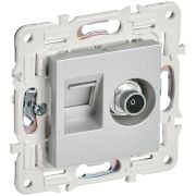 IEK SKANDY Серебряный Розетка двойная TV+RJ45 кат.6E SK-A15S.