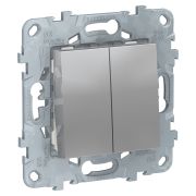 Schneider Electric Unica New Алюминий Переключатель 2-клавишный, 2 х сх. 6