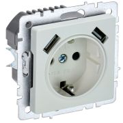 IEK BRITE BASE Жемчуг Розетка с з/к/ш 16А с USB A+A 2,1А РЮш10-1-БрЖ.