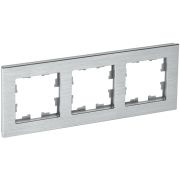 BRITE Рамка 3-мест. РУ-3-1-БрА металл алюминий IEK