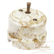 Тумблерный проходной выключатель мрамор ручка медь, Lindas 34513-C