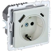 IEK BRITE BASE Жемчуг Розетка с з/к/ш 16А с USB A+C 18Вт РЮш11-1-БрЖ.