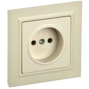 IEK BRITE Бежевый Розетка без з/к/ш 10А в сборе РСР10-1-0-БрКр.