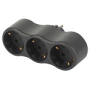 ЭРА SPx-3e-B Разветвитель электрический на 3 розетки с заземлением 16А черный