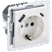 IEK BRITE BASE Белый Розетка с з/к/ш 16А с USB A+C 18Вт РЮш11-1-БрБ.