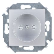 Simon 15 Алюминий Розетка б/з, со шторками, 16А, 250В, винт.зажим