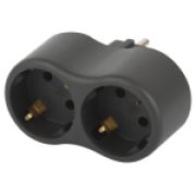 ЭРА SPx-2e-B Разветвитель электрический на 2 розетки с заземлением 16А черный