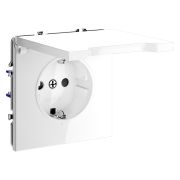 Розетка встраиваемая VOLTUM S70 с заземлением, защитными шторками и крышкой 16А, (белый глянцевый)