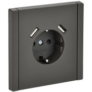 IEK FORTE&PIANO Серый Розетка с/з со шт винтовое крепление 16А USB A+A 3,1А FP345.