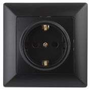 4-206-05  Розетка Intro Solo с заземлением 2P+E Schuko со шторками, 16А-250В, IP20, СУ, антрацит