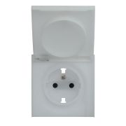 Лицевая панель для розетки 2к+з с крышкой серебро
