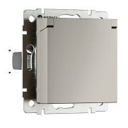 W1271204 Розетка влагозащ. с зазем. с защит. крышкой и шторками (дымчатый)