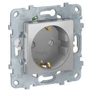 Schneider Electric Unica New Алюминий Розетка с/з, со шторками, с быстрозажимными клеммами