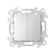 Simon 24 Алюминий Двухклавишный выключатель с подсветкой 10AX 250В~