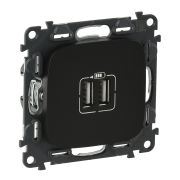 Legrand Valena ALLURE Антрацит Розетка 2-ая USB 240В/5В 1500мА (с лицевой панелью)