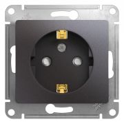 SE Glossa Графит Розетка с заземлением со шторками GSL001345
