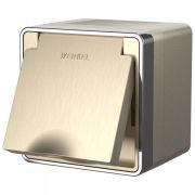 Розетка влагозащ. с зазем. с крышкой и шторками IP44 Gallant шампань рифленый W5071210