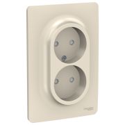 Schneider Electric Unica New Беж Розетка б/з двойная, со шторками, винт. зажим.