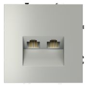 Розетка компьютерная встраиваемая VOLTUM S70 двойная RJ45+RJ45 кат.6, (сталь)