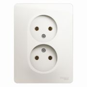 SE Glossa Перламутр Розетка двойная без заземления,16А, в сборе GSL000620