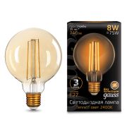 Лампа Gauss LED Filament G95 E27 8W Golden 2400К 105802008