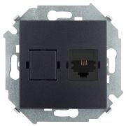 Simon 15 Графит Розетка телефонная RJ11, винт. зажим