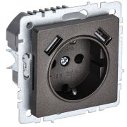BRITE Розетка с з/к/ш 16А с USB A+A 2,1А РЮш10-1-БрТБ темная бронза IEK