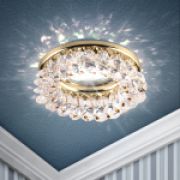 DK16 GD/WH Светильник декор круглый с мелкими хрусталиками ЭРА золото/прозрачный