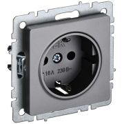 IEK BRITE BASE Сталь Розетка 1-м с/з с защ штор 16А РС14-1-0-БрС.
