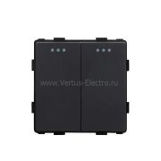 Выключатель двухклавишный, 250В,10А  чёрный матовый QUADRO