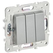IEK SKANDY Серебряный Выключатель 3-клавишный 10А SK-V11S.
