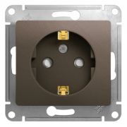 SE Glossa Шоколад Розетка с заземлением со шторками GSL000845