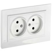 IEK BRITE Белый Розетка 2-м б/з без защ штор 10А в сборе РС12-2-БрБ.