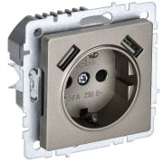 BRITE Розетка с з/к/ш 16А с USB A+A 3,1А РЮш10-2-БрШ шамп. IEK