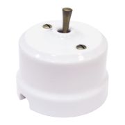 Тумблерный перекрестный выключатель белый, ручка бронза, Lindas 34610-C