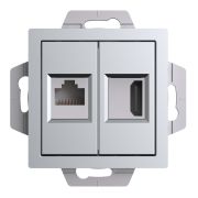 Systeme Electric AtlasDesign Алюминий Розетка двойная HDMI+RJ45, кат.5Е, механизм