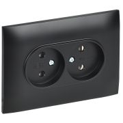 IEK SKANDY Черный Розетка 2-ая б/з 10А в сборе SK-R10Bl.