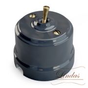 Тумблерный проходной выключатель графит, ручка бронза, Lindas 34532-B