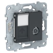 Schneider Electric Unica New Антрацит Розетка TV одиночная + комп. RJ45 кат.6 UTP, 1 модуль