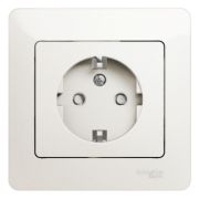 SE Glossa Перламутр Розетка с заземлением со шторками, 16А, в сборе GSL000644