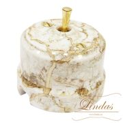 Тумблерный проходной выключатель мрамор ручка латунь, Lindas 34513-G