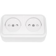 Розетка 2-ая б/з со шторками открытой установки IP20 РА16-273 Пралеска